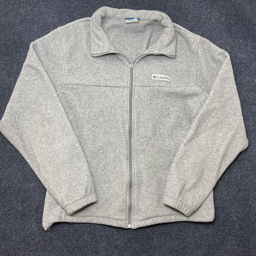 Columbia Jacket Mens XL Gray Fleece Full Zip Stand Collar Outdoor Hiking Casual